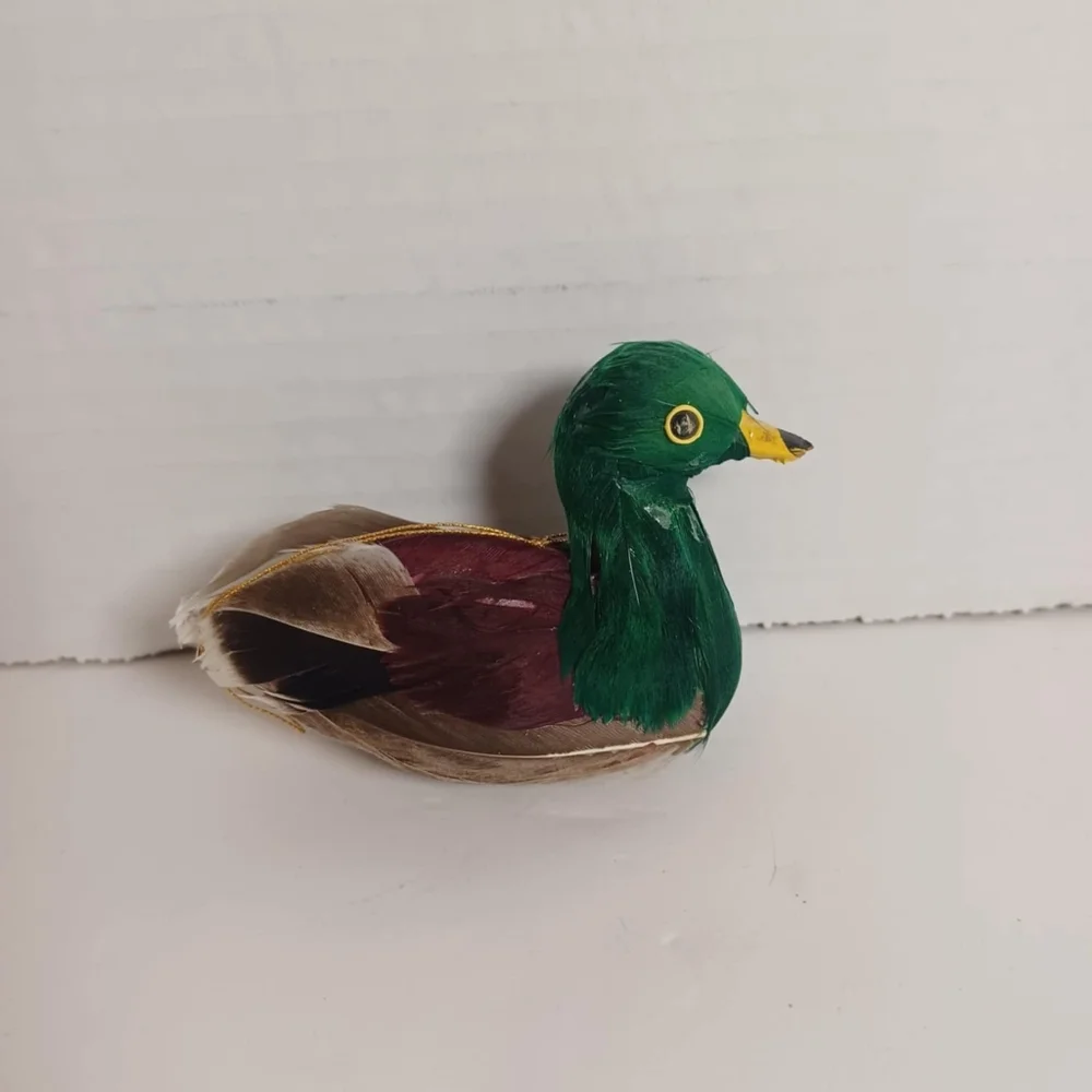 Mallard Duck Christmas Holiday Ornament‎ Green Brown Vintage Feather Hunter